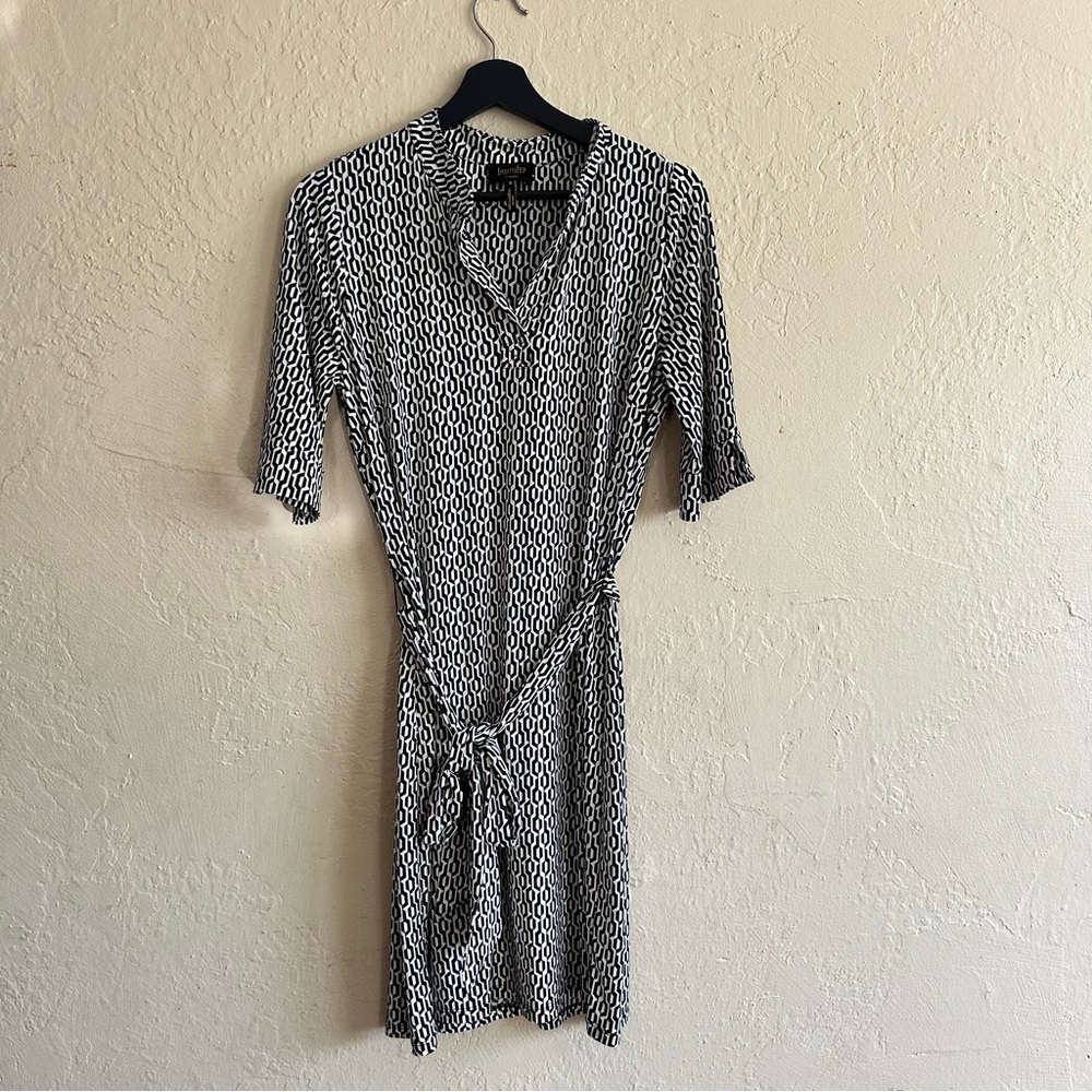 Modest Black and White Patterned Dress